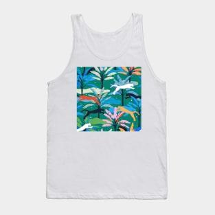 Vibrant Tropical Jungle with Big Cats - Wild Summer Night Tank Top